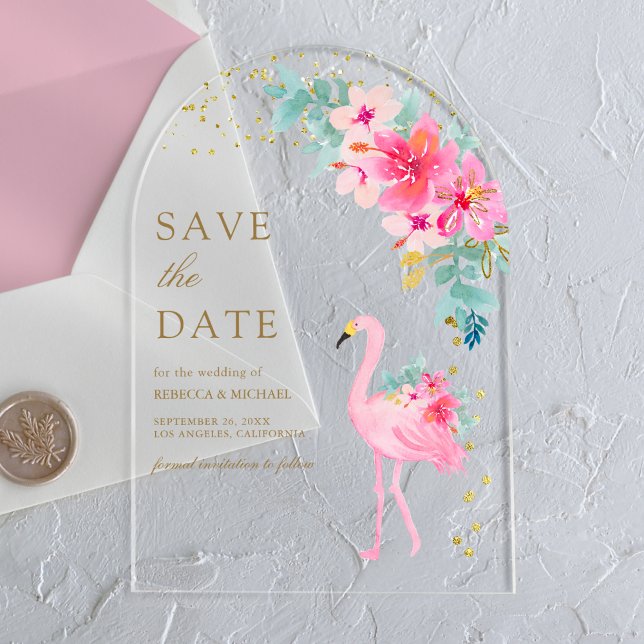 Tarjeta de guardar la fecha de boda de flamenco tr (Subido por el creador)