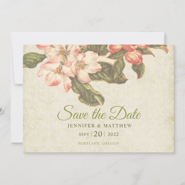 Tarjeta de guardar la fecha de boda de flor de man (Anverso)