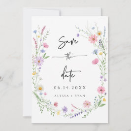 Tarjeta de guardar la fecha de boda de flor silves