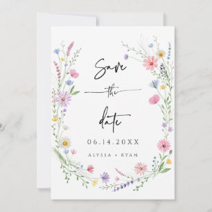 Tarjeta de guardar la fecha de boda de flor silves