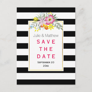 Tarjeta de guardar la fecha de boda de flores rosa