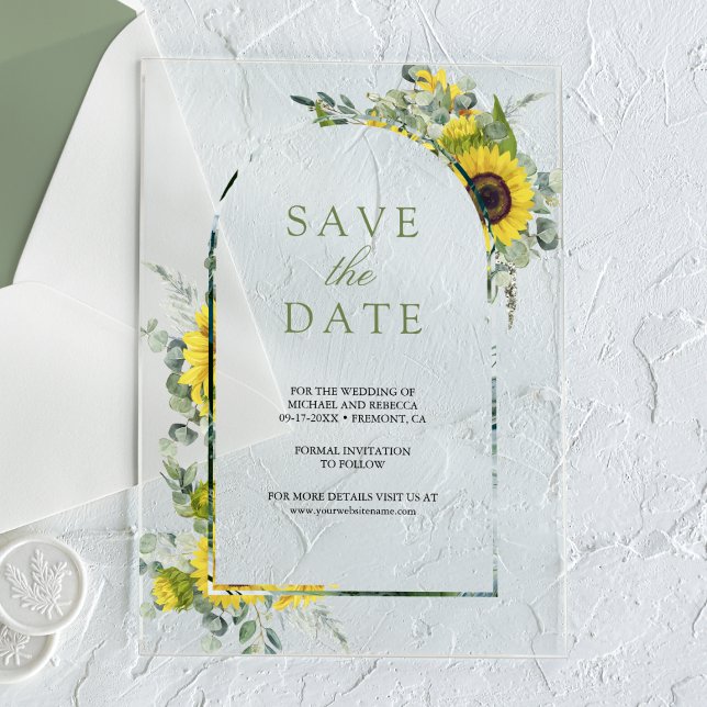 Tarjeta de guardar la fecha de boda de girasol euc (Subido por el creador)
