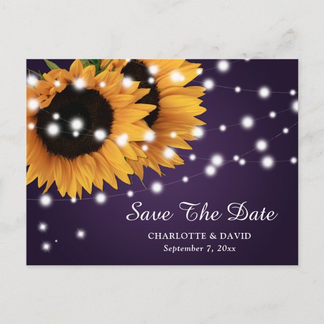 Tarjeta de guardar la fecha de boda de Girasol Pur (Anverso)