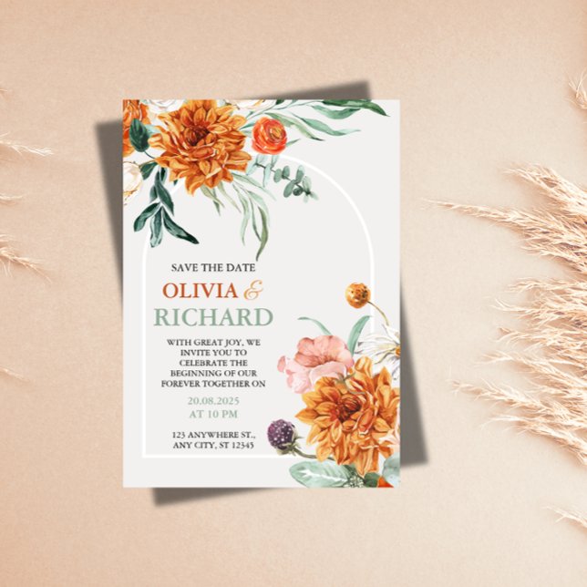 Tarjeta de Guardar la Fecha de Boda de Pampas con  (Subido por el creador)
