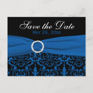 Tarjeta de guardar la fecha de boda de seda azul c