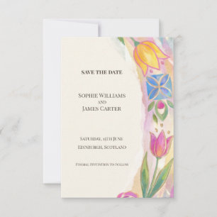 Tarjeta de guardar la fecha de boda de Tulipán Col