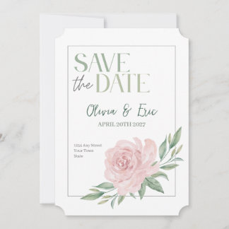Tarjeta de guardar la fecha de boda elegante flora