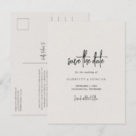 Tarjeta de guardar la fecha de boda en beige neutr