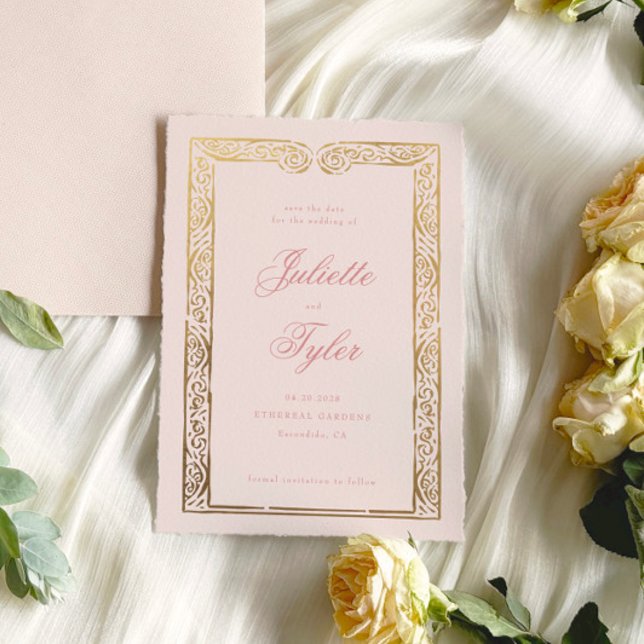 Tarjeta de guardar la fecha de boda en falso foil  (Subido por el creador)