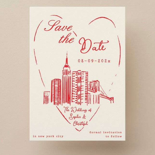 Tarjeta de guardar la fecha de boda en Nueva York  (Subido por el creador)