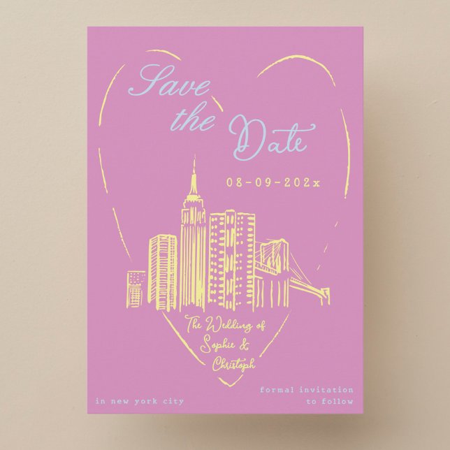 Tarjeta de guardar la fecha de boda en Nueva York  (Subido por el creador)