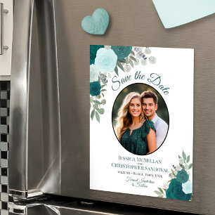 Tarjeta de guardar la fecha de boda floral boho az