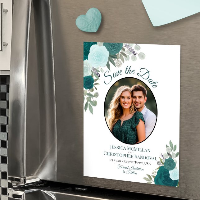 Tarjeta de guardar la fecha de boda floral boho az (Magnetic Card for Easy Display!)