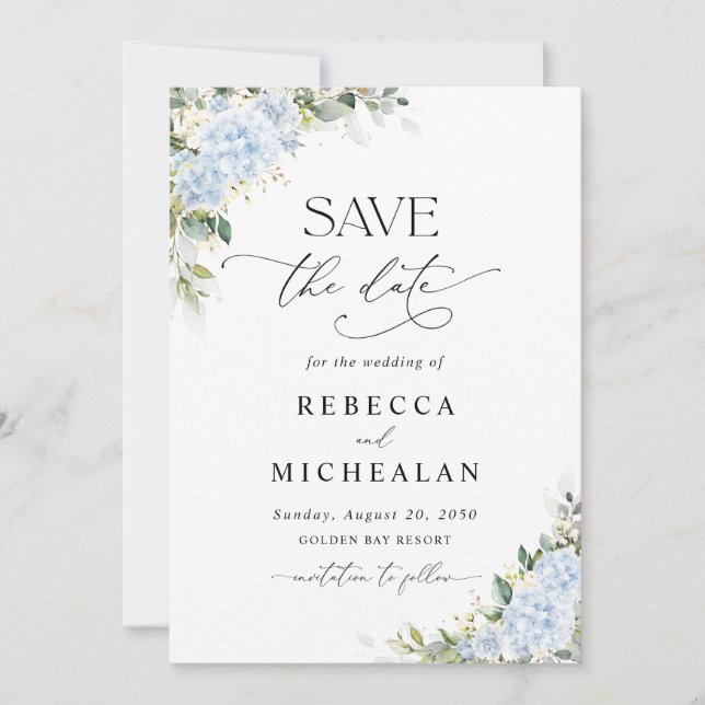 Tarjeta de guardar la fecha de boda floral de Hort (Anverso)
