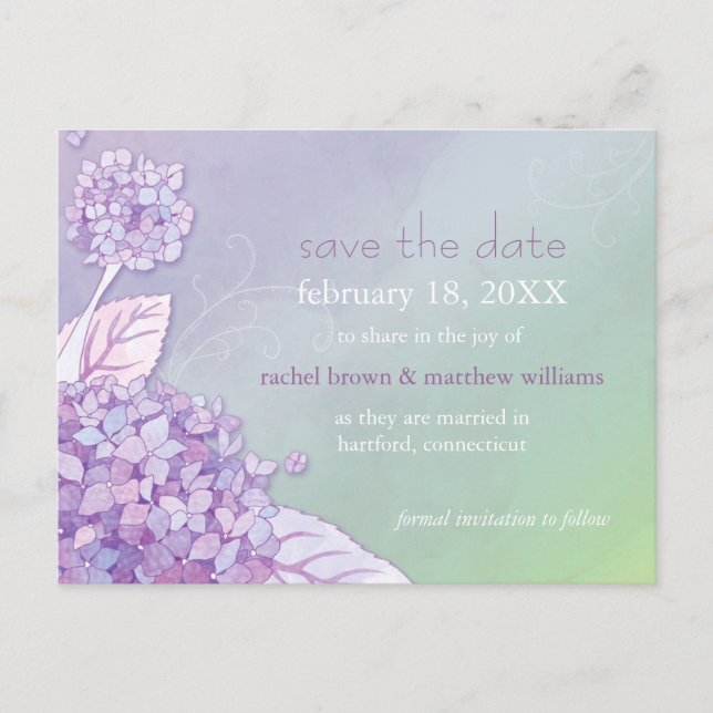 Tarjeta de guardar la fecha de boda floral de hort (Anverso)