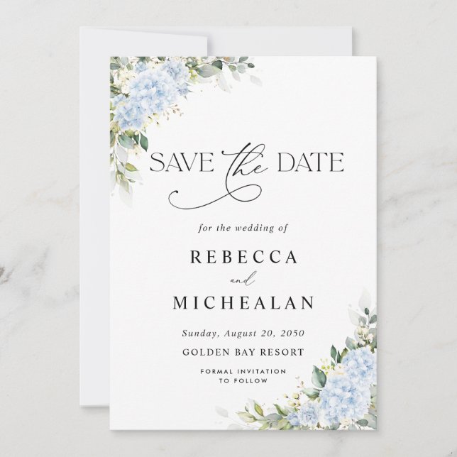 Tarjeta de guardar la fecha de boda floral de Hort (Anverso)