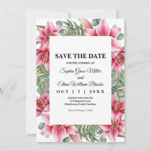 Tarjeta de Guardar la Fecha de Boda Floral de Liri