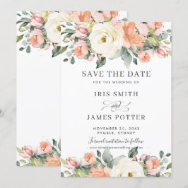 Tarjeta de guardar la fecha de boda floral de marf