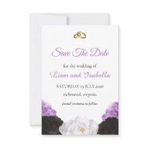 Tarjeta de guardar la fecha de boda floral lavanda
