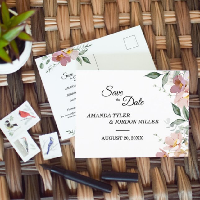 Tarjeta de guardar la fecha de boda floral malva r (Subido por el creador)