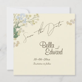 Tarjeta de guardar la fecha de boda floral suave