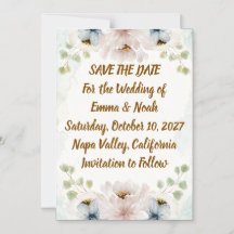 Tarjeta de guardar la fecha de boda floral | Tarje