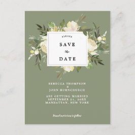 tarjeta de guardar la fecha de boda floral verde b