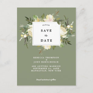 tarjeta de guardar la fecha de boda floral verde b