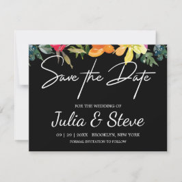 Tarjeta de guardar la fecha de boda floral verde l