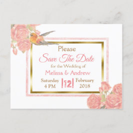 Tarjeta de guardar la fecha de boda floral vintage