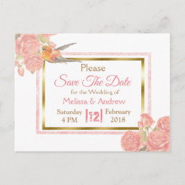 Tarjeta de guardar la fecha de boda floral vintage