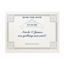 Tarjeta de guardar la fecha de boda vintage náutic