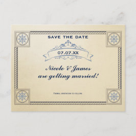 Tarjeta de guardar la fecha de boda vintage náutic