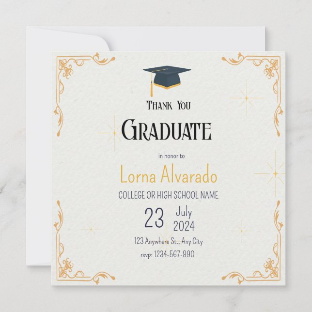 Tarjeta de Guardar la Fecha de Graduación Blanca (Anverso)