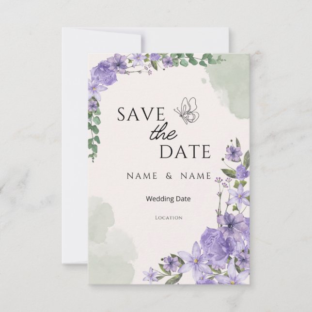 Tarjeta de guardar la fecha de la boda (Anverso)