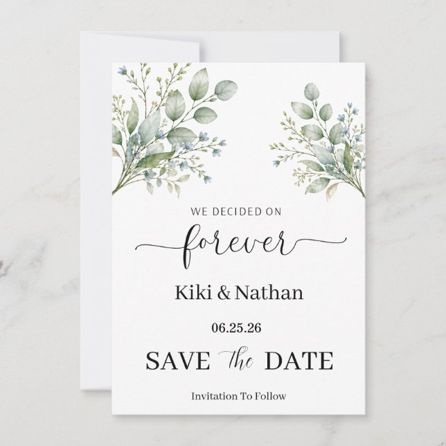 Tarjeta de guardar la fecha de la boda (Anverso)