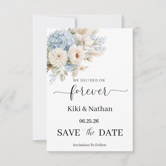Tarjeta de guardar la fecha de la boda (Anverso)