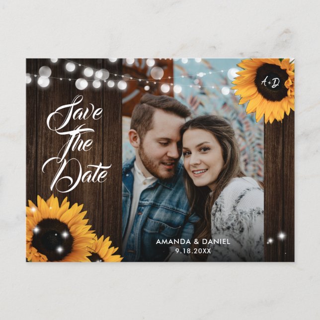 Tarjeta de guardar la fecha de la boda con foto de (Anverso)