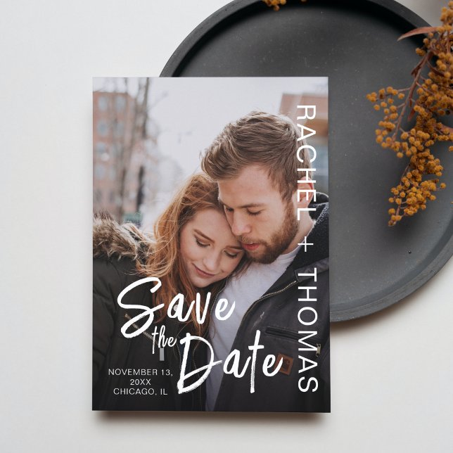 Tarjeta de guardar la fecha de la boda con foto pe (Subido por el creador)