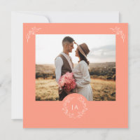 Tarjeta de guardar la fecha de la boda con monogra