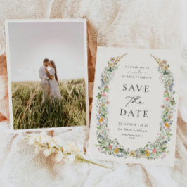 Tarjeta de guardar la fecha de la boda de flor sil