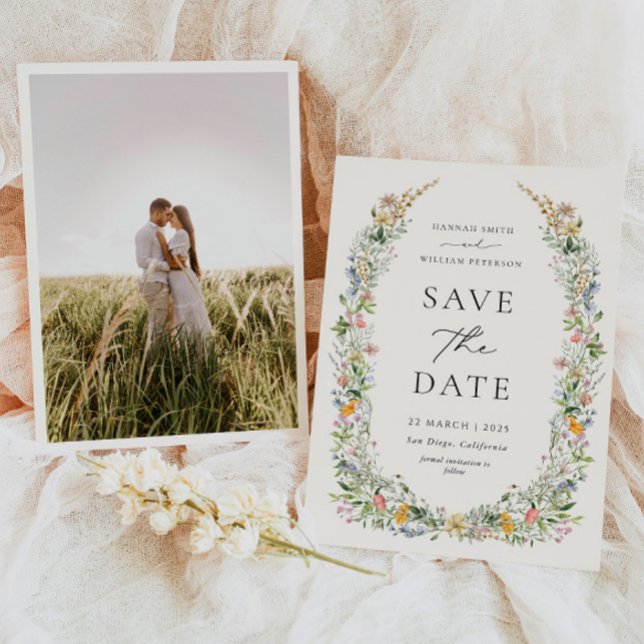 Tarjeta de guardar la fecha de la boda de flor sil (Subido por el creador)