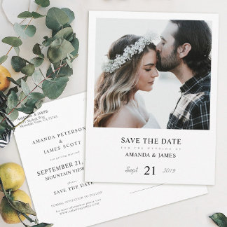 Tarjeta de guardar la fecha de la boda de foto per
