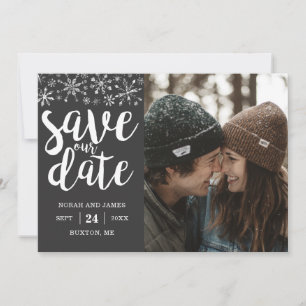 Tarjeta de guardar la fecha de la boda de invierno