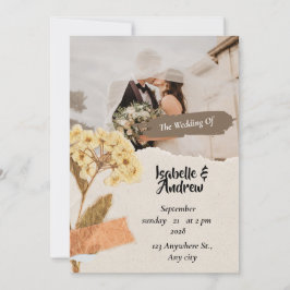 Tarjeta de guardar la fecha de la boda floral vint