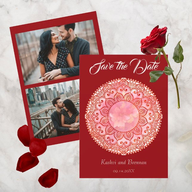 Tarjeta de guardar la fecha de la boda Mehndi impr (Subido por el creador)