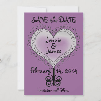 Tarjeta de guardar la fecha de la boda Morado Malv