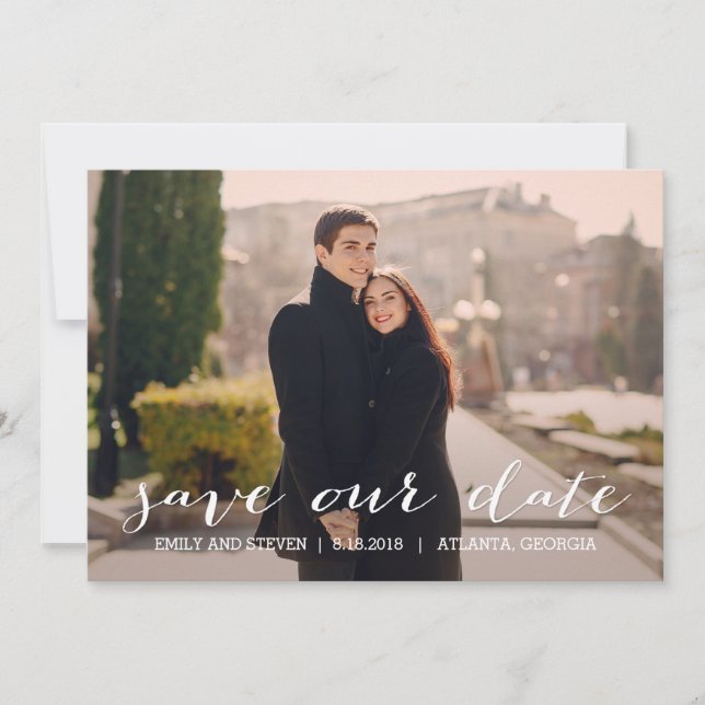 Tarjeta de guardar la fecha de la boda simplemente (Anverso)