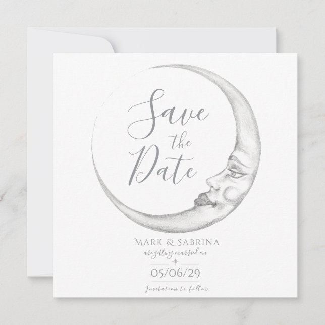 Tarjeta de guardar la fecha de luna creciente dibu (Anverso)