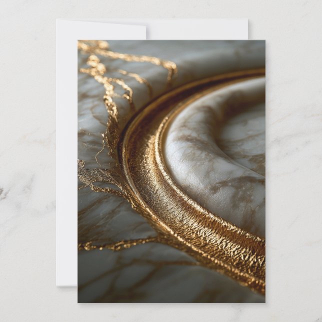 Tarjeta de Guardar la Fecha de Mármol Dorado (Anverso)